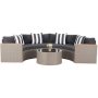 5-Piece Wicker Outdoor Half-Moon Sectional Sofa Set with Gray Cushions and Round Table - Image 1