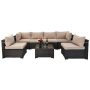 7-pc Wicker Patio Conversation Sectional Seating Set with Beige Cushions - Image 1