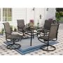 Black 5-Piece Metal Square Patio Outdoor Dining Set with Slat Table and Textilene Swivel Chairs HD-S5-120 - Image 1