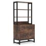 TRIBESIGNS WAY TO ORIGIN Cindy Retro Brown and Black Vertical File Cabinet with Shelves, Stander Drawer and File Drawer - Image 1