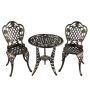 Rose Ornate Traditional 3-pc Aluminum Outdoor Patio Garden Bistro Set in Bronze - Image 1