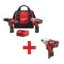 Milwaukee M12 12V Lithium-Ion Cordless Drill Driver/Impact Driver Combo Kit with Free M12 1/4 in. Hex Impact Driver - Image 1