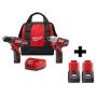 Milwaukee M12 12V Lithium-Ion Cordless Drill Driver/Impact Driver Combo Kit (2-Tool) With Two Free M12 1.5Ah Batteries - Image 1