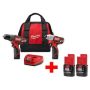 Milwaukee M12 12V Lithium-Ion Cordless Hammer Drill/Impact Driver Combo Kit with Free M12 Compact Battery (2-Pack) - Image 1