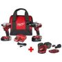 Milwaukee M18 18V Lithium-Ion Brushless Cordless Hammer Drill and Impact Combo Kit with Free M18 5 in. Random Orbit Sander - Image 1
