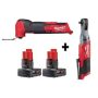 Milwaukee M12 FUEL 12V Lithium-Ion Cordless Oscillating Multi-Tool and 3/8 in. Ratchet with two 3.0 Ah Batteries - Image 1