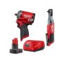 Milwaukee M12 FUEL 12V Lithium-Ion Brushless Cordless Stubby 3/8 in. Impact Wrench & 3/8 in. Ratchet Kit w/Battery & Charger - Image 1