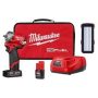 Milwaukee M12 FUEL 12V Li-Ion Brushless Cordless Stubby 3/8 in. Impact Wrench Kit with M12 Rover Service & Repair Flood Light - Image 1