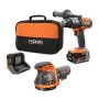 RIDGID 18V Cordless 2-Tool Combo Kit w/ Brushless Hammer Drill/Driver, Sander, 4.0 Ah MAX Output Battery, Charger & Bag - Image 1