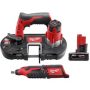 Milwaukee M12 12V Lithium-Ion Cordless Sub-Compact Band Saw with M12 Rotary Tool and 6.0 Ah XC Battery Pack - Image 1