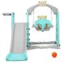 Costway 4-in-1 Toddler Climber and Swing Set with Basketball Hoop and Ball Green - Image 1