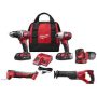 Milwaukee M18 18V Lithium-Ion Cordless Drill Driver/Impact Driver/Reciprocating Saw/Multi-Tool Combo Kit (4-Tool) W/ Sander - Image 1