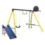 Outdoor Tolddler Swing Set for Backyard with Steel Frame and Seesaw Swing, Basketball Hoop - Image 1