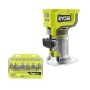 RYOBI ONE+ 18V Cordless Compact Fixed Base Router (Tool Only) with Shank Carbide Router Bit Set (15-Piece) - Image 1