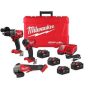 Milwaukee M18 FUEL 18-Volt Li-Ion Brushless Cordless Hammer Drill and Impact Driver Combo Kit (2-Tool) with 4 Batteries & Grinder - Image 1