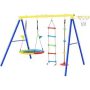 4 in 1 Outdoor Swing Set with Climbing Ladder and Basketball Hoop for Kids - Image 1