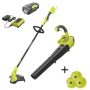 RYOBI 40V Cordless Battery String Trimmer and Jet Fan Blower Combo Kit w/Extra 3-Pack of Spools, 4.0 Ah Battery and Charger - Image 1