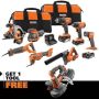 RIDGID 18V Cordless 8-Tool Combo Kit with (3) Batteries, Charger, and Bag with 18V Bandsaw - Image 1