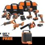 RIDGID 18V Cordless 8-Tool Combo Kit with (3) Batteries, Charger, and Bag with 18V Bluetooth Speaker - Image 1