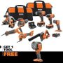 RIDGID 18V Cordless 8-Tool Combo Kit with (3) Batteries, Charger, and Bag with 18V Spotlight - Image 1