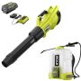RYOBI 40V HP Whisper Series 155 MPH 600 CFM Cordless Leaf Blower and 4 Gal. Backpack Sprayer with 4.0 Ah Battery and Charger - Image 1