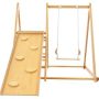 Wood Indoor Swing Set with Rock Climb Ramp for Toddlers - Image 1