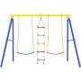 Metal Outdoor Swing Set with Climbing Ladder, Swing and Climbing Playset in Blue - Image 1