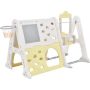 6-in-1 Light Green HDPE Playset with Tunnel, Climber, Whiteboard, Toy Building Block Baseplates, Basketball Hoop - Image 1