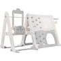 6-in-1 Gray HDPE Playset with Tunnel, Climber, Whiteboard, Toy Building Block Baseplates, Basketball Hoop - Image 1
