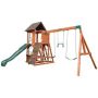 KidKraft Raptor Trail Wooden Swing Set/Playset with Twisty Ladder, Wavy Slide and Rock Wall - Image 1