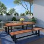 LAUREL CANYON 3-Piece Wood and Metal Picnic Set with Bench Seating - Image 1
