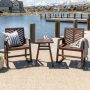 Walker Edison Furniture Company Dark Brown 3-pc Rocking Wood Outdoor Chair Chat Set - Image 1