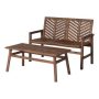 Walker Edison Furniture Company 2-pc Wood Chevron Outdoor Patio Conversation Set in Dark Brown - Image 1