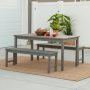 Walker Edison Furniture Company Chevron Grey Wash 3-pc Wood Outdoor Patio Dining Set - Image 1