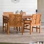 Walker Edison Furniture Company Chevron Brown 5-Piece Wood Outdoor Patio Dining Set - Image 1