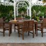 Walker Edison Furniture Company Chevron Dark Brown 5 pc Wood Outdoor Patio Dining Set - Image 1