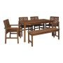 Walker Edison Furniture Company Chevron Dark Brown 6-Piece Wood Outdoor Patio Dining Set - Image 1