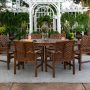 Walker Edison Furniture Company Chevron Dark Brown 7 pc Wood Outdoor Patio Dining Set - Image 1