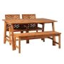 Welwick Designs Brown 4-Piece Acacia Wood Boho Rectangle Table Outdoor Dining Set - Image 1