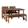 Welwick Designs Dark Brown 4-Piece Acacia Wood Boho Rectangle Table Outdoor Dining Set - Image 1