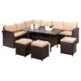 Brown 8-Piece Wicker Patio Conversation Set with Beige Cushions Patio Dining Seat Outdoor Sectional Seating Set - Image 1