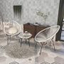 White 3-Pieces Hand-Woven PE Rattan Outdoor Conversation Bistro Sets, 2 Chairs, Glass Top Coffee Table Sets - Image 1