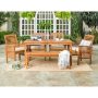 Walker Edison Furniture Company 6-Piece Brown Outdoor Classic Traditional Contemporary Acacia Wood Simple Patio Dining Set with White Cushion - Image 1