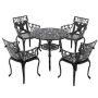 5-Piece Antique Bronze Aluminum Sunflower Outdoor Patio Dining Set with 4 Chairs and Umbrella Hole - Image 1
