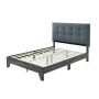 HODEDAH Grey Upholstered Platform Bed with Headboard and Wooden Frame in Full Size - Image 1
