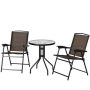 Costway 3-pc Metal Round Outdoor Bistro Furniture Set Patio Folding Chairs and Table - Image 1