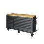 Husky Heavy-Duty 62 in. W 14-Drawer, Deep Tool Chest Mobile Workbench in Matte Black with Adjustable-Height Hardwood Top - Image 2