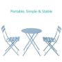 3-Piece 23.6 in. Metal Outdoor Bistro Set, Blue - Image 1