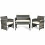 4-Piece Wicker Patio Conversation Set w/ Beige Cushions - HW-HWY-63238 - Image 1