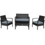 WELLFOR 4-Piece Wicker Patio Conversation Set with Gray Cushions - Image 1